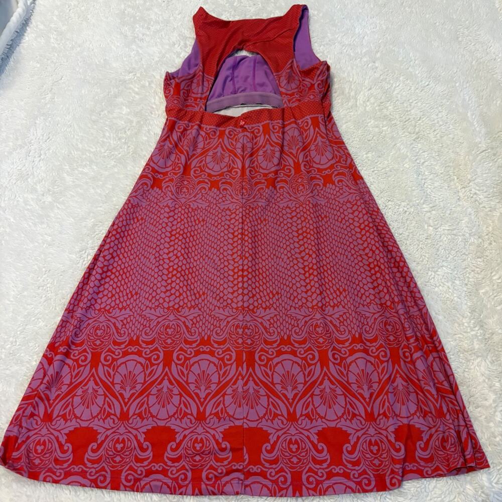 Prana Womens Red Purple Maxi Floral Dress M Gorpcore Athletic Preppy Outdoors - Picture 2 of 7